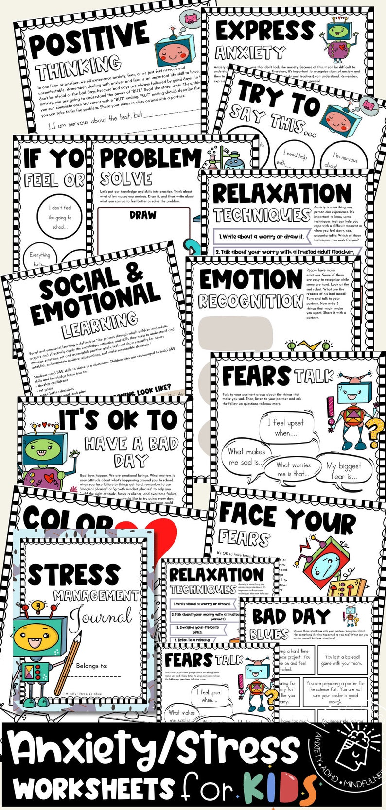 Stress Management Workbook Kids Stress Management Journal for Kids ...