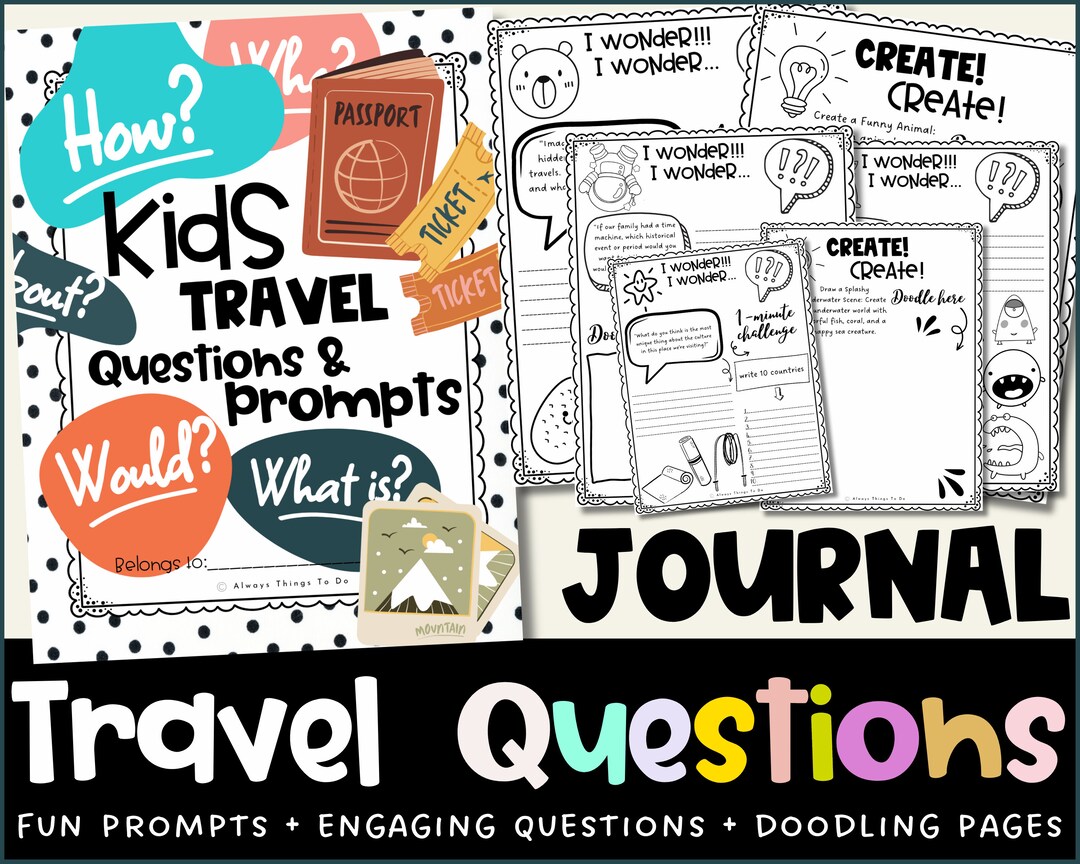 Kids Travel Journal Questions and Prompts for Writing Coloring Travel ...