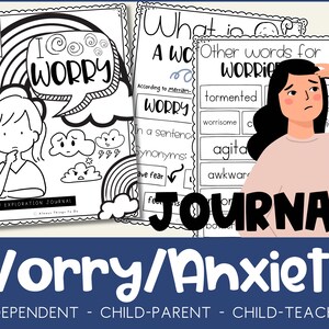 Diario de preocupaciones Hojas de trabajo de preocupaciones para niños Diario de preocupaciones Ansiedad imprimible Hojas de trabajo de ansiedad para niños imprimibles Libro de trabajo de ansiedad y preocupaciones para niños.