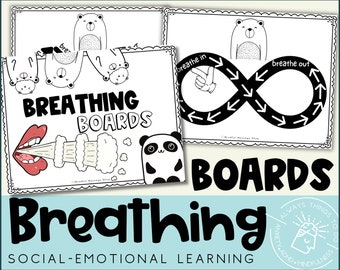 Tablero de respiración Tarjetas de respiración Herramienta de respiración consciente Tarjetas de respiración consciente Tableros de respiración para niños Tarjeta de respiración Actividad de atención plena