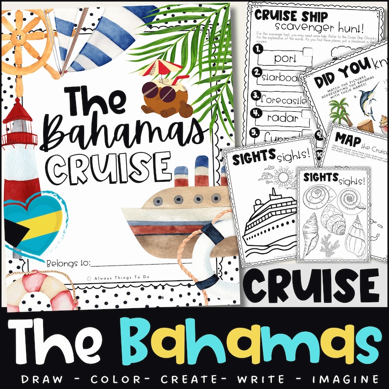 Kids Travel Journal Kids the Bahamas Cruise Printable Travel Journal ...