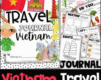 Kids Travel Journal Vietnam Kids Travel Activities Kids travel Journal Printable Travel Journal for Kids Vietnam Travel Journal Activities.