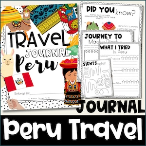 Kids Travel Journal Peru Travel Journal Kids Printable Peru Travel Journal Children Peru Travel Journal Worksheet Kids Vacation Journal Peru