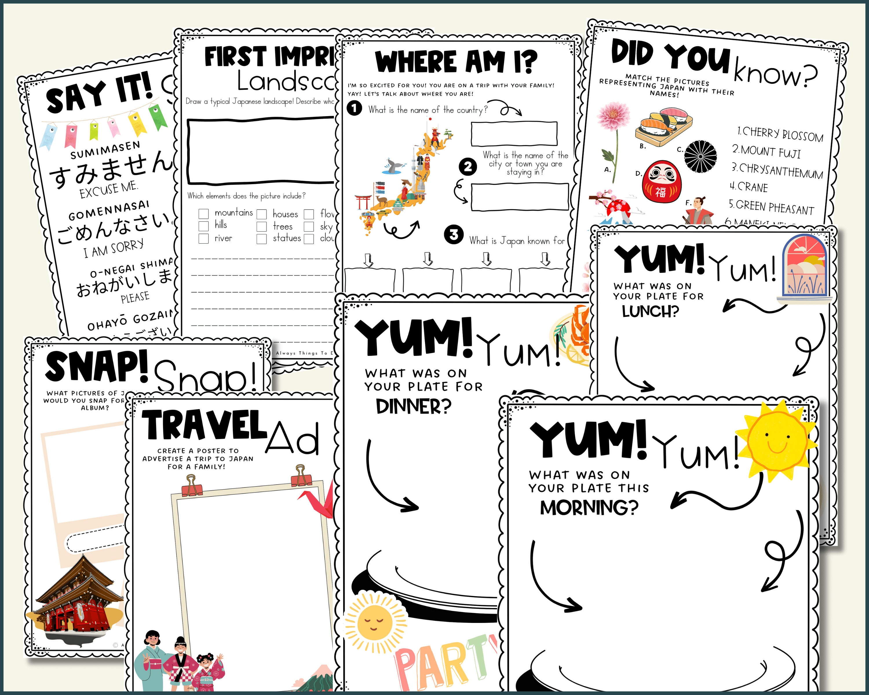 Travel Journal for Japan Travel Journal for Kids Printables Travel ...