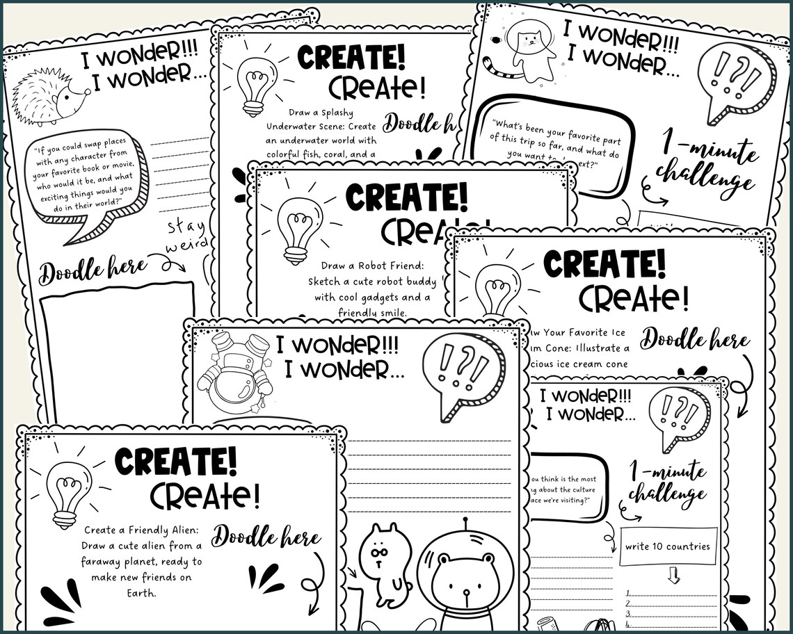 Kids Travel Journal Questions and Prompts for Writing Coloring Travel ...