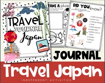Journal de voyage pour le Japon Journal de voyage pour les enfants Journal de voyage imprimable pour les enfants Feuilles de travail du journal de voyage au Japon Journal de voyage pour enfants.