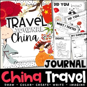 Kids Travel Journal China Kids Travel Activities China Vacation Worksheets China Coloring Pages China Activities Kids China Printables PDF.