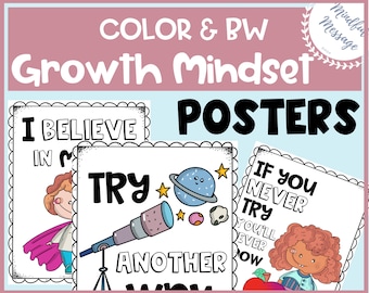 Growth Mindset Poster Growth Mindset Kids Printables Growth Mindset Classroom Poster Growth Mindset  Coloring Posters for Kids PDF .