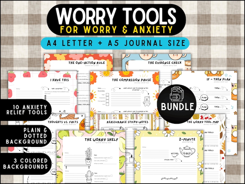 Anxiety Relief Tools Printable | Mental Health Worksheets & Calming ...