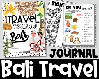 Diario de viaje para niños Bali Diario de viaje para niños de Bali Diario de viaje para niños de Bali Descargar Diario de viaje imprimible Diario de vacaciones para niños en Bali.