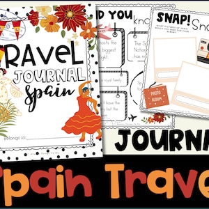 Journal de voyage pour l'Espagne Journal de voyage pour enfants pour les activités de voyage pour enfants Journal de voyage Espagne Journal de voyage imprimable pour enfants Espagne PDF.