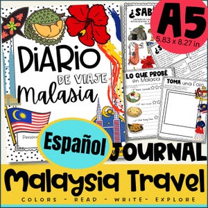 Kids Travel Journal A5 Malaysia SpanishTravel Activities Malaysia Vacation Book A5 Coloring Pages  Malaysia Spanish Kids Travel Malaysia A5