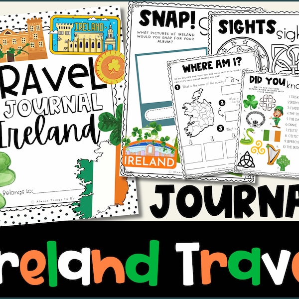 Kids Travel Journal Ireland Travel Journal Kids Ireland Travel Journal for Kids Vacation Book Ireland Travel Book Travel Activities Ireland