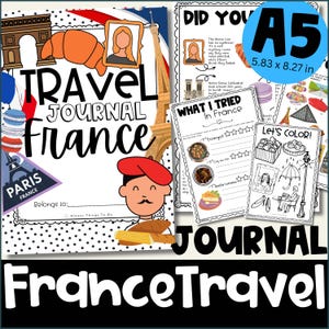 Kids Travel Journal Kid France A5 Travel Printable France Travel Journal A5 Worksheet Kid Vacation Book France Kid Travel Activities France