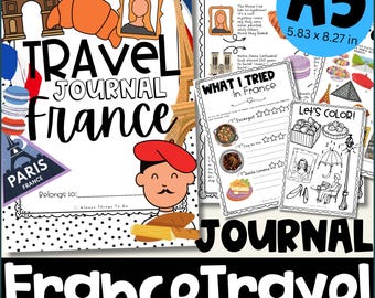 Kids Travel Journal Kid France A5 Travel Printable France Travel Journal A5 Worksheet Kid Vacation Book France Kid Travel Activities France