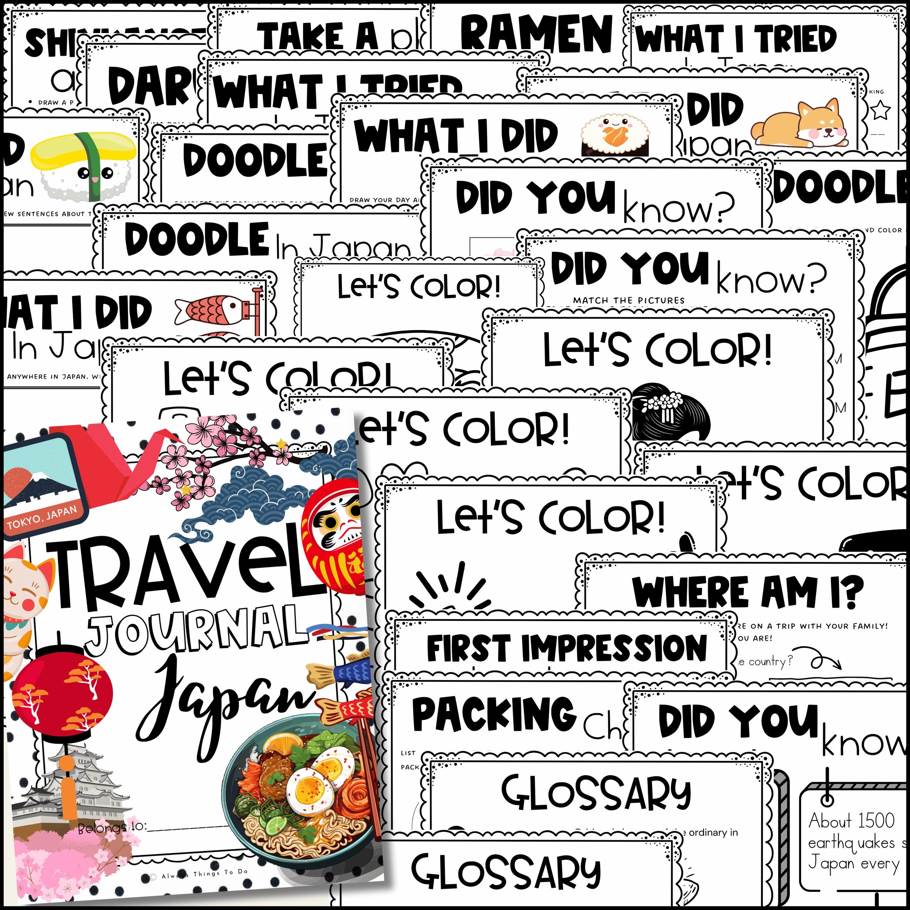 Travel Journal for Japan Travel Journal for Kids Printables
