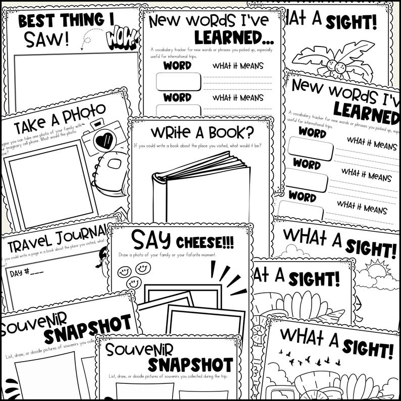 Travel Journal Printable Travel Journal for Kids Travel Book Activities ...