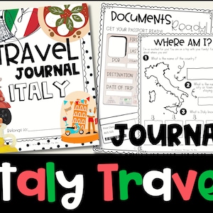 Reisetagebuch für Italien Reisetagebuch für Kinder Reisetagebuch Druckbares Reisetagebuch mit Italien Karte Reisetagebuch Aktivitäten Italien PDF.