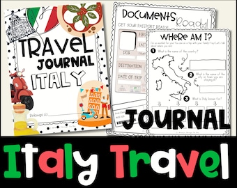 Travel Journal For Italy Travel Journal For Kids Travel Journal Printable Travel Journal With Italy Map Travel Journal Activities Italy PDF.