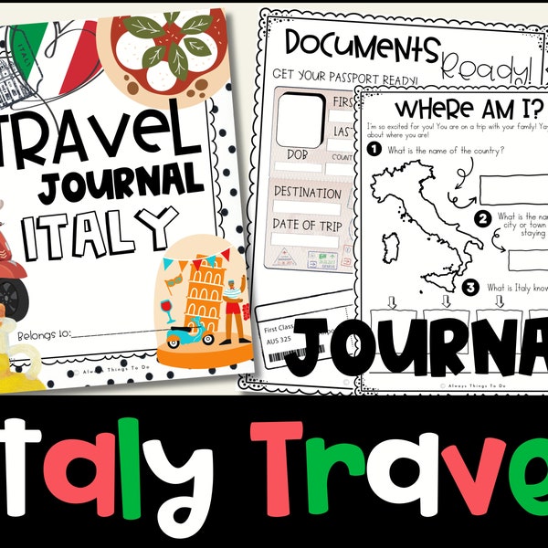 Travel Journal For Italy Travel Journal For Kids Travel Journal Printable Travel Journal With Italy Map Travel Journal Activities Italy PDF.