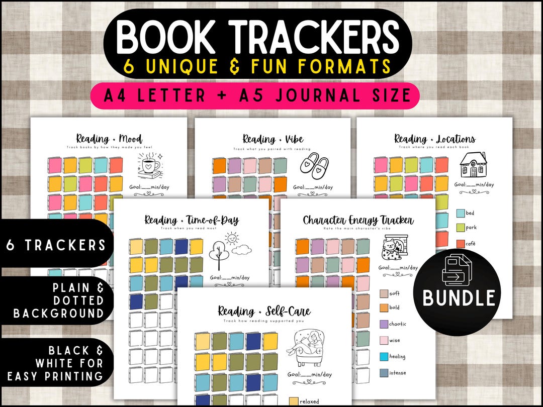 Book Trackers Journal Pages Bundle | Printable Reading Habit Trackers ...