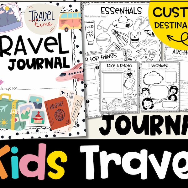 Diario de Viaje para Niños Diario de Viaje Imprimible Libro de Viajes para Niños Actividades Diario de Viaje para Viajes al Campo Diario de Viaje Libro PDF Niños