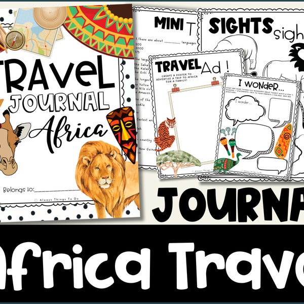 Travel Journal For Africa Travel Journal Kids Africa Travel Journal Download Africa Travel Journal Printable Africa Travel Book Africa Kids.
