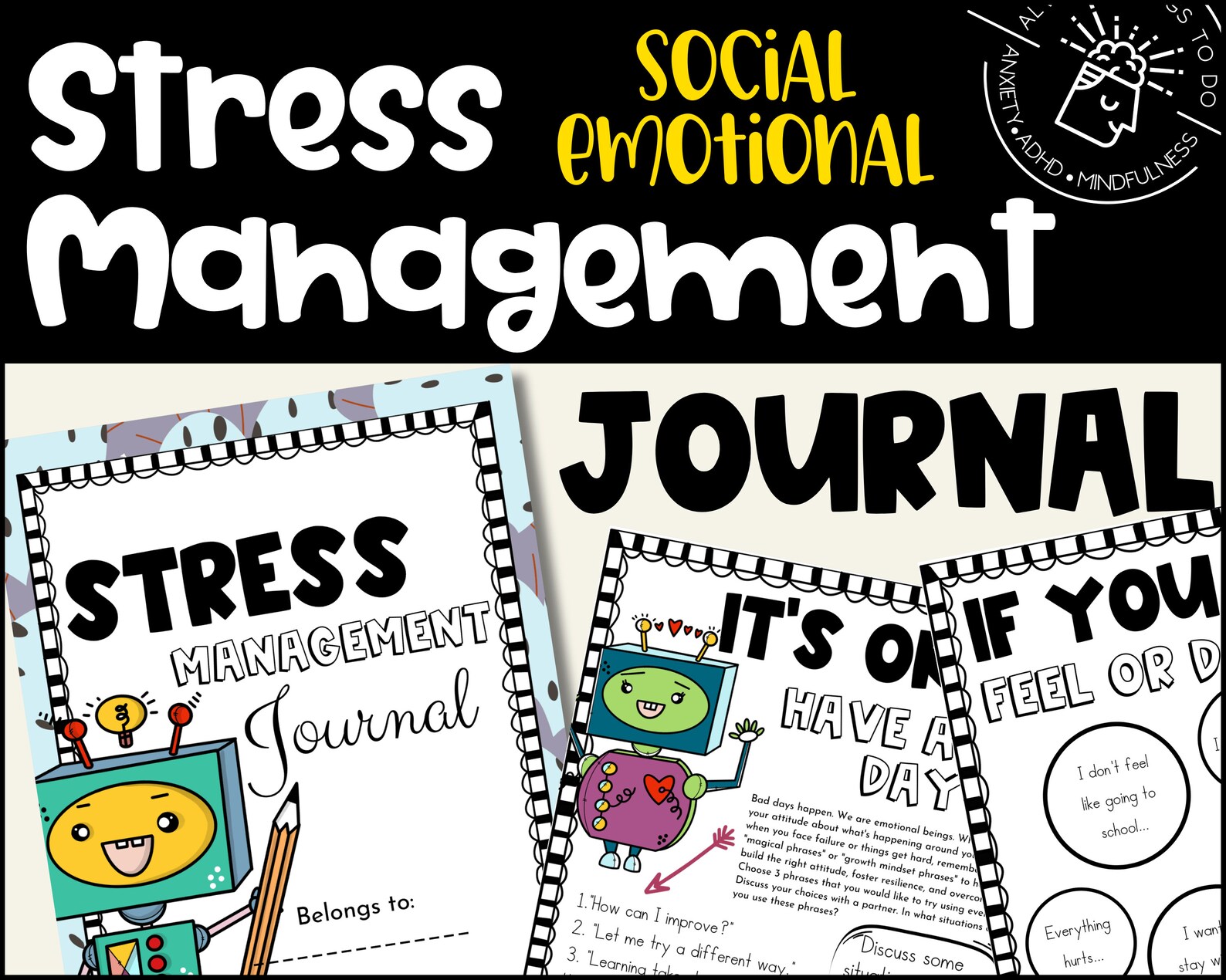 Stress Management Workbook Kids Stress Management Journal for Kids ...