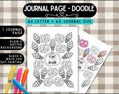 Coffee Doodle Coloring Page | Printable Food Coloring Sheet for Journals & Planners | Daily Drawing Journal Insert | Doodling.