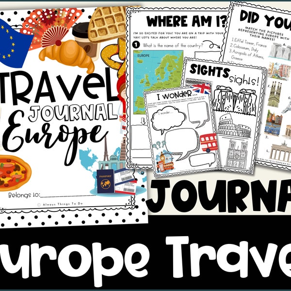 Kids Travel Journal Europe Travel Journal Kids Europe Kids Travel Activities Kids Travel Book Europe Travel Journal for Europe Kid Printable