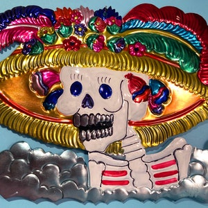 Katrina,  Very large tin Katrina ornament from Oaxaca