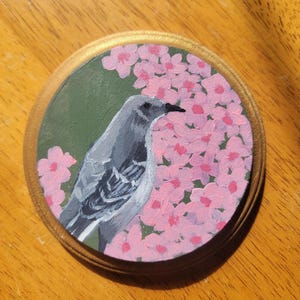 Northern Mockingbird Original Bird Painting - Acrylic on Wood