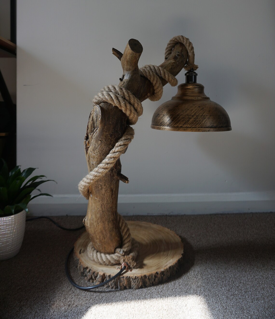 LARGE FLOOR LAMP Wooden Night Light Tree Rustic Farmhouse Etsy