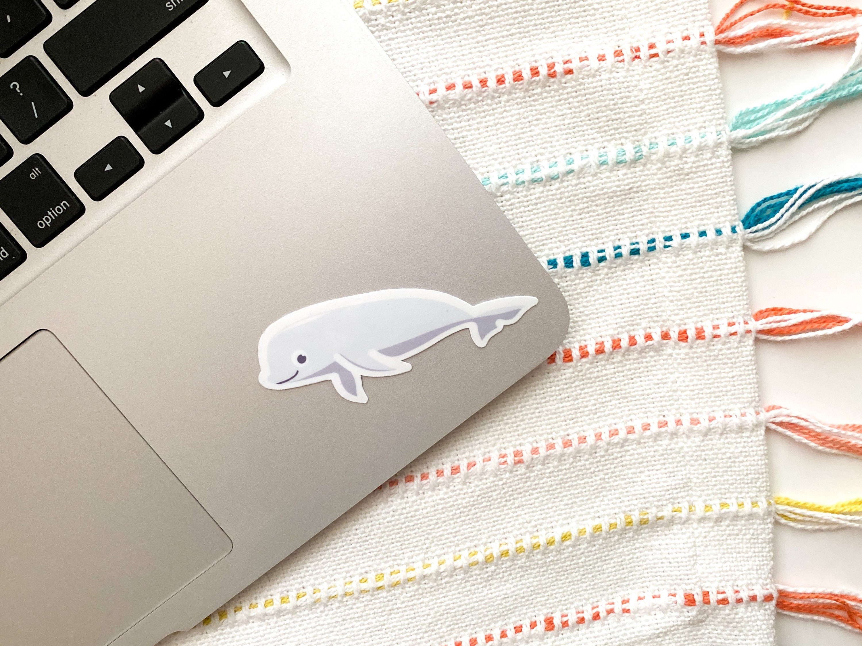 Beluga Whale Swimming Sticker by katdrawsit for iOS & Android