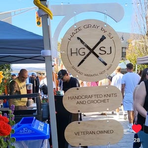 Custom Hanging Canopy Tent Sign for Craft Show, Farmers Market, Trade Show - Portable Magnetic Bracket Vendor Booth Logo Display - Round