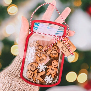 Perfect Batch Family Christmas Ornament with Names Personalized Gingerbread Man Cookie Grandkids Mason Jar Gift for Nana New Grandma Gift