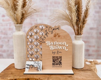 Custom Sign for Balloon Blown by Kim • Boho Balloon Double Arch • Small Business Tabletop Booth Display & Card Holder