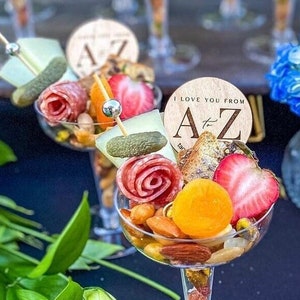 Custom Engraved Logo Charcuterie Food Pick Double Sided QR Code Branded Business Logo Cheese Marker Bulk Cupcake Topper