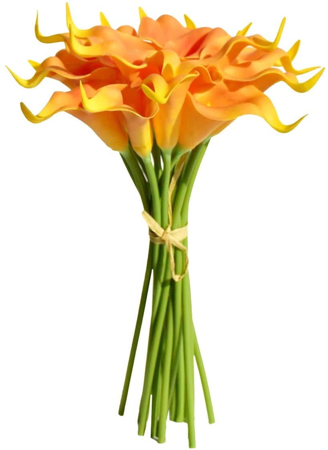 Set of 20 Stems, Artificial Calla Lily, Real Touch, Orange Calla Lilies
