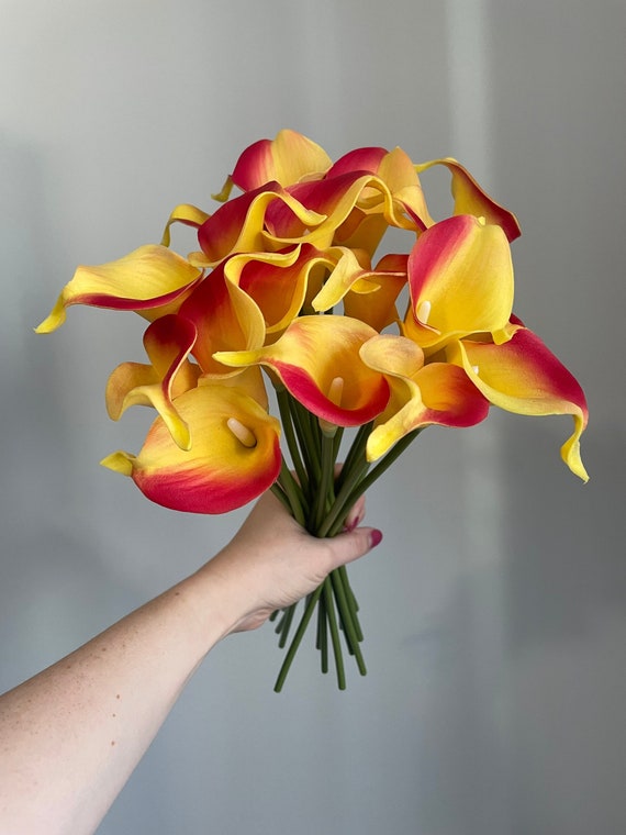 Set of 20 Stems, Artificial Calla Lily, Real Touch, Red and Yellow Calla  Lilies, Artificial Flowers, Fake Calla Lily, Bouquet, Wedding 