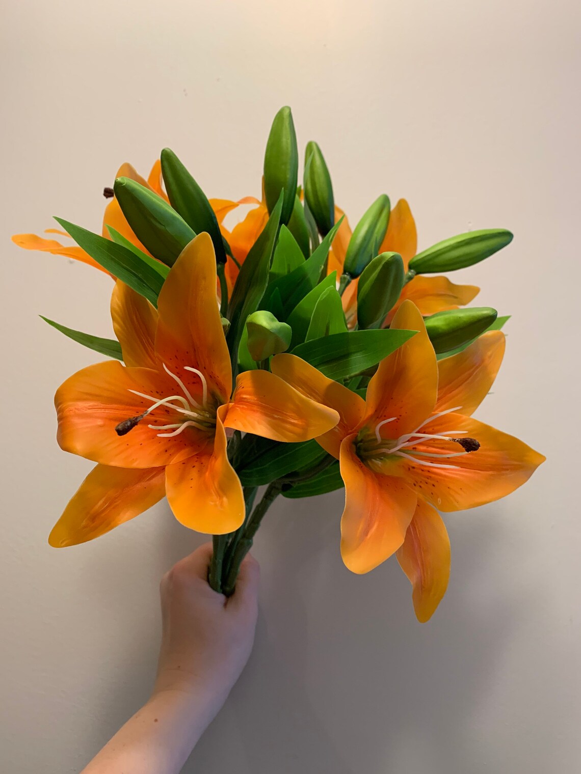 Set of 5 Artificial Tiger Lily Stems Orange Tiger Lily Etsy