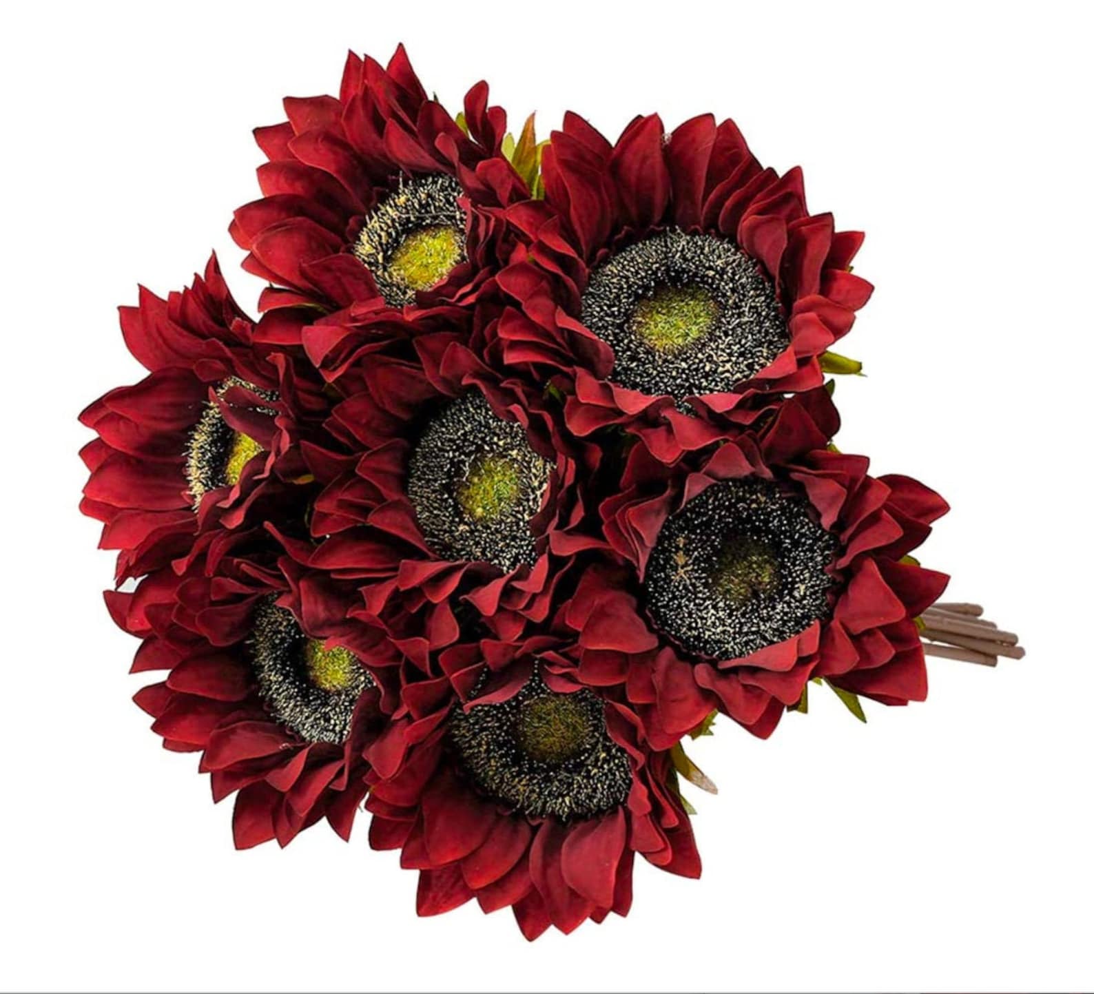 Olrla 10 Girasoles Artificiales Con Tallos, Flores De Girasol