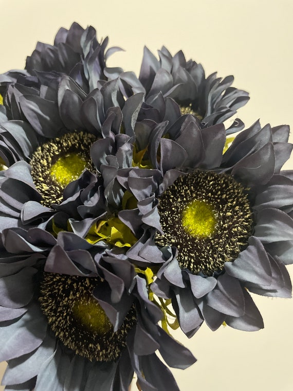 Set of 7, Sunflower Stems, Denim Dark Blue, Artificial Sunflowers, Silk  Sunflowers, Fake Sunflowers, Fake Wedding Flowers, Fake Flower Stems 