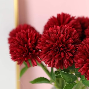 Set of 12 stems, Wine Red Chrysanthemum Stems, Artificial Flowers, Silk Flowers, Fake Flowers, Faux Flowers, Wedding Flower, Home Decor