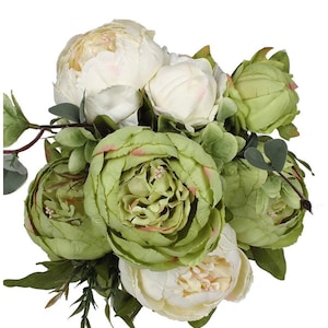 Green White Peony Bouquet, Silk flowers, artificial flowers, bridal bouquets, Silk peony bouquet, artificial peony bouquet, wedding flowers
