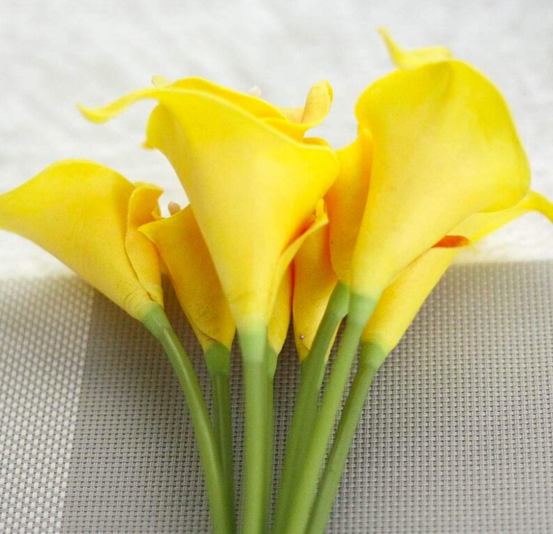 Artificial Flowers Wedding Flowers Yellow and Orange Calla Lily Stems Set of 12 Real Touch Artificial Calla Lily Fake Calla Lily