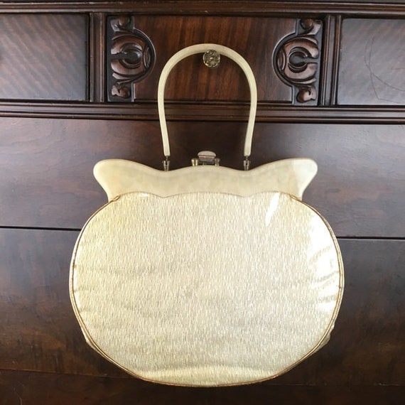 RARE Vintage Claire Fashions Lucite Frame Handbag… - image 2