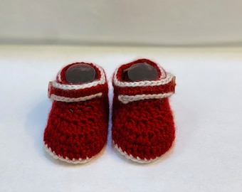 Handmade Crochet Red Baby Booties