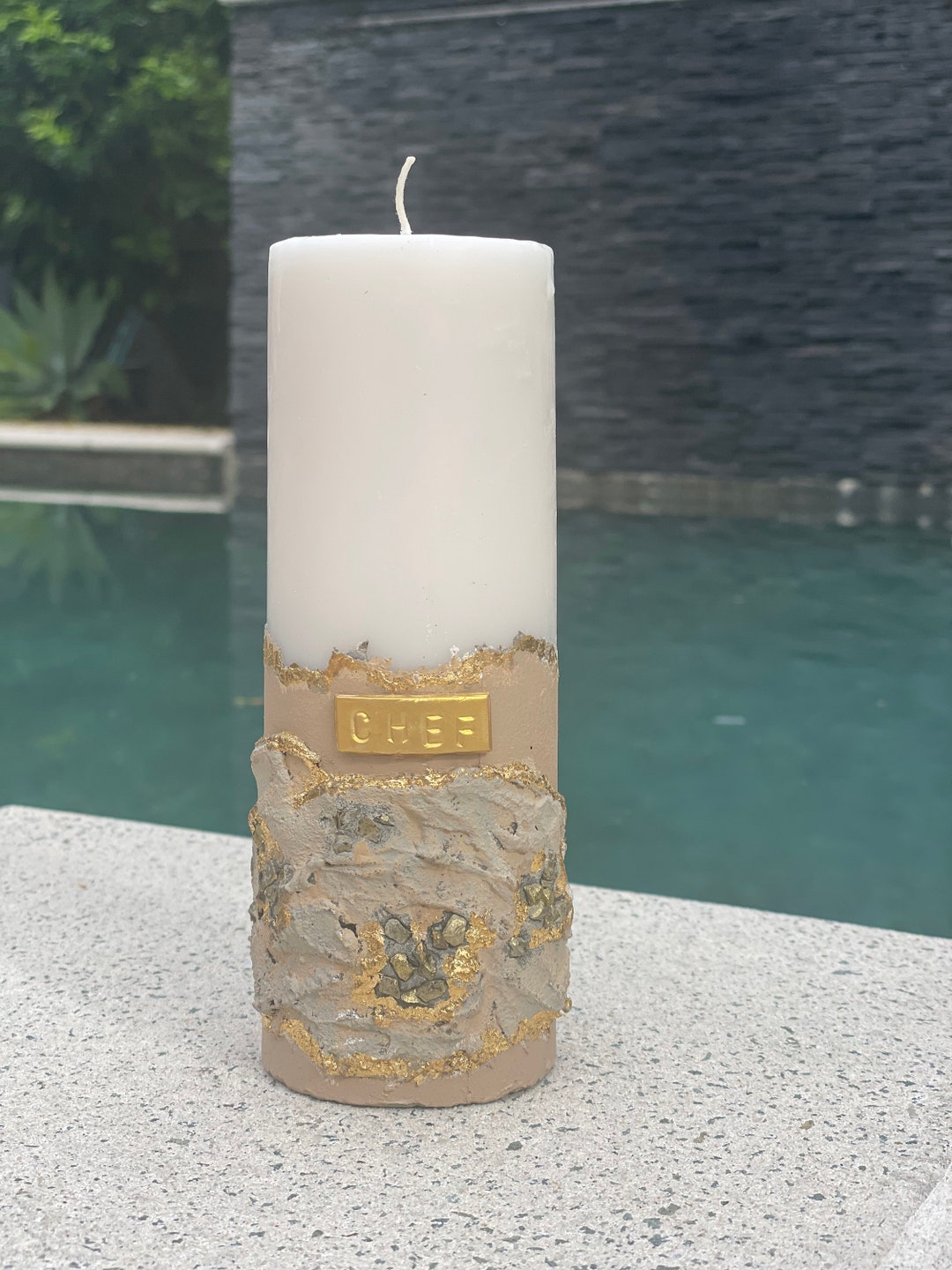 Concrete/ Pyrite Candle Etsy Australia