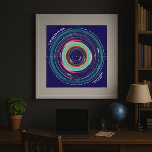 Digital personalisierte Studie Büroraum Wandkunst Sonnensystem Orbit Weltraum Karte Geschenk Tag Wir trafen Tag wir heirateten